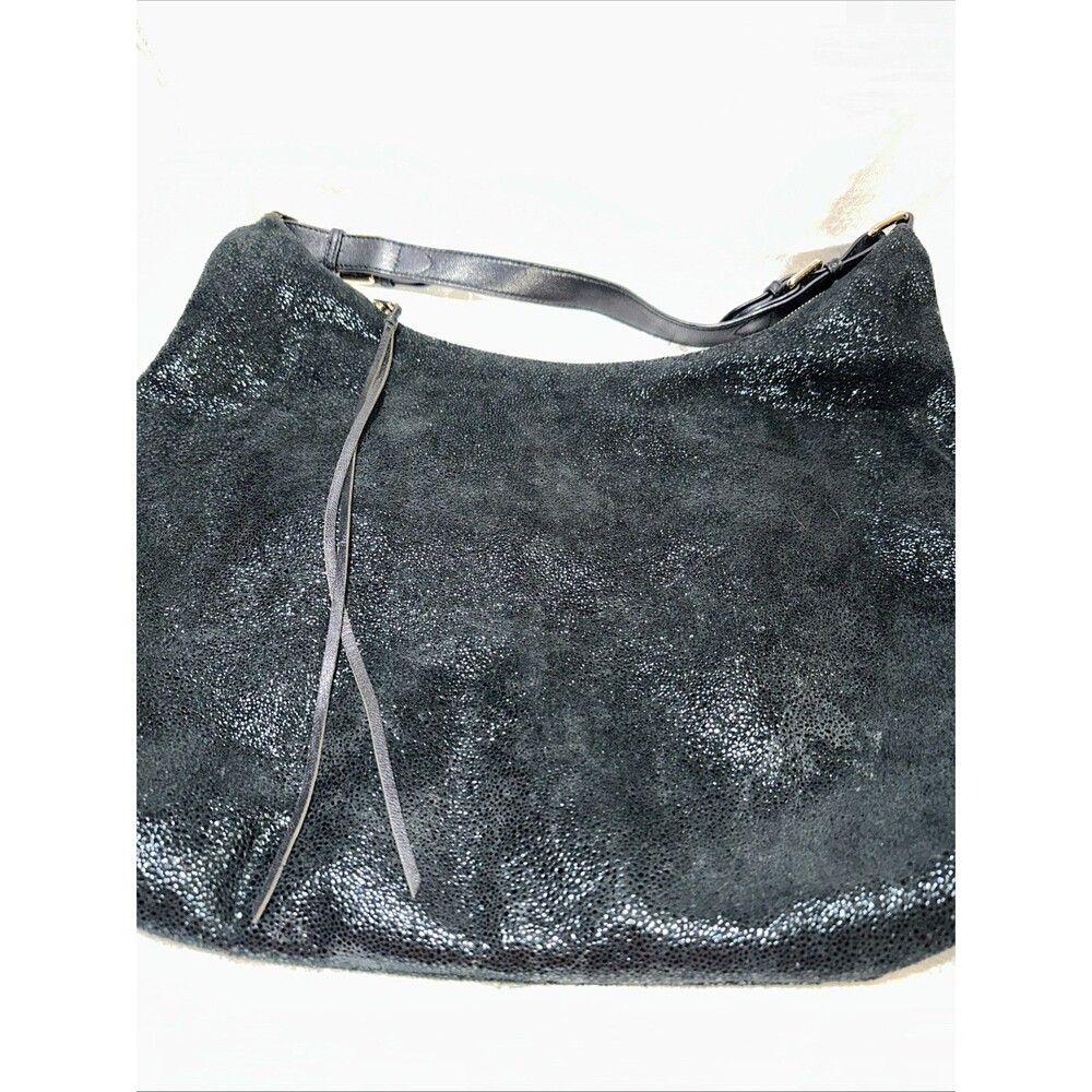 Sorial Snake-Embossed Black Leather Hobo Bag